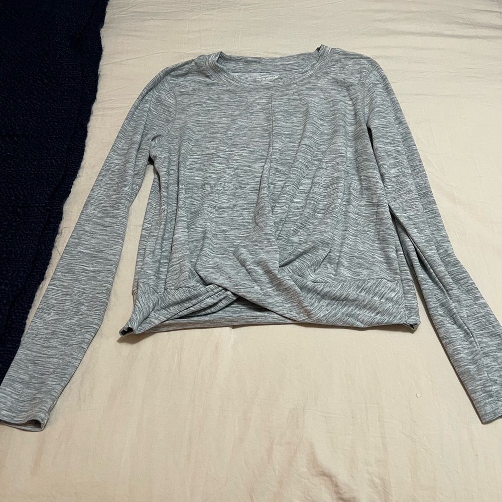 Old Navy Gray Long Sleeve Tie Front Tee